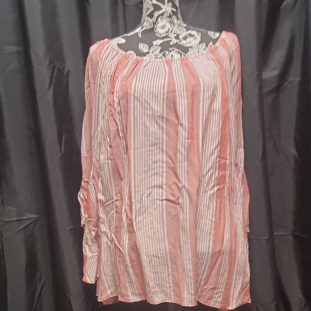 Striped Pink Women's Top with flare sleeves